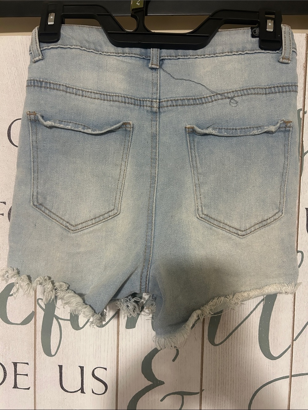Elite Jeans Light Blue Distressed High-Waist Denim Shorts, ‼️no size tag - Picture 4 of 5